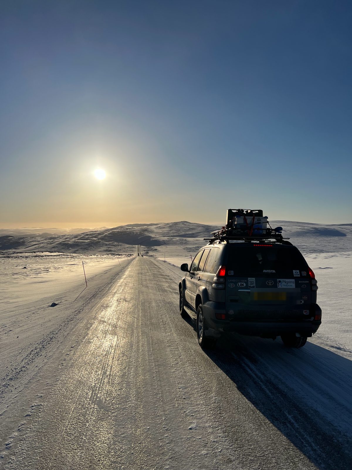 An icy road, a low sun and a long way still to go