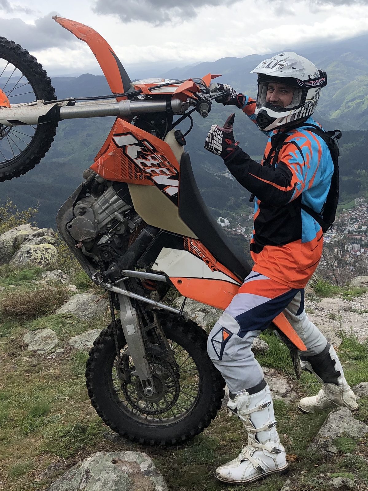 Me, propping a bike up on a rock and calling it a wheelie. A couple of weeks earlier I couldn’t ride a motorbike