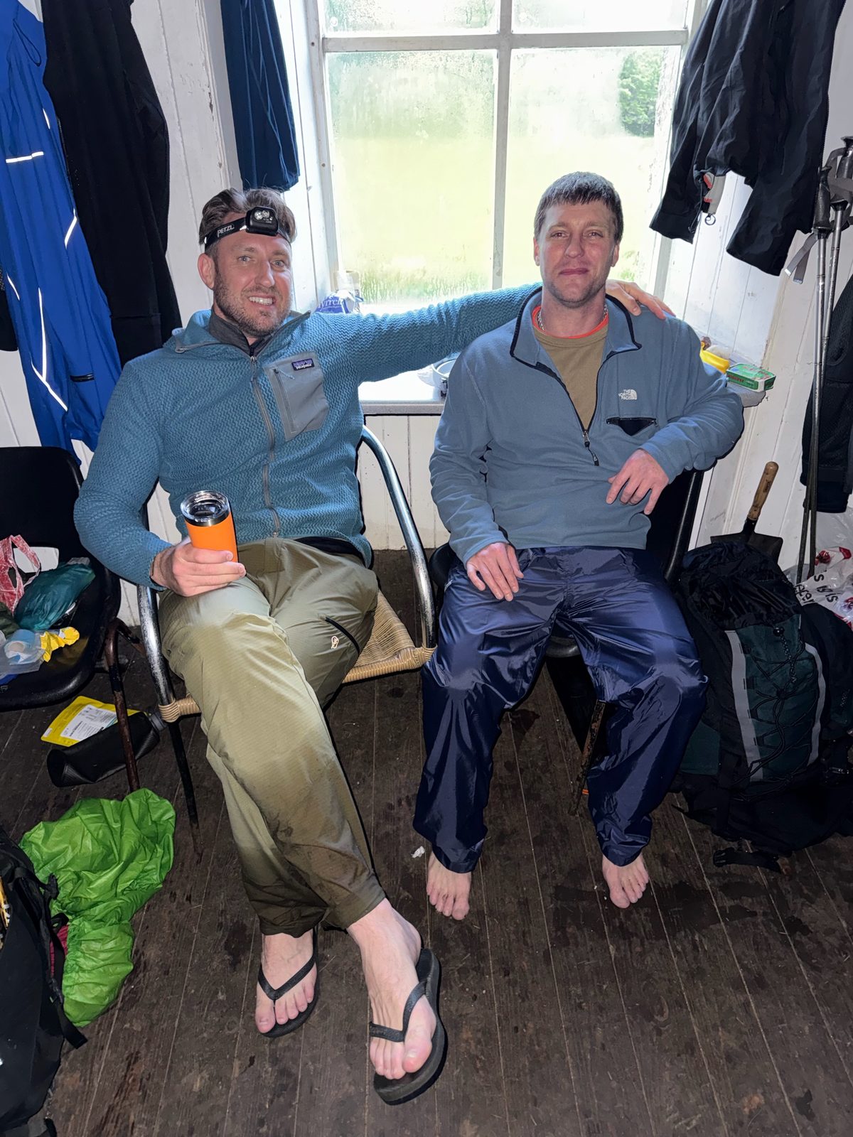 Drying out at A’ Chuil Bothy. Footwear optional